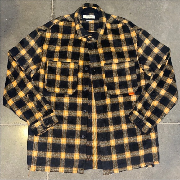 Urban Outfitters Grunge Black Yellow Heavy Plaid Flannel Jacket in Medium - Picture 7 of 11